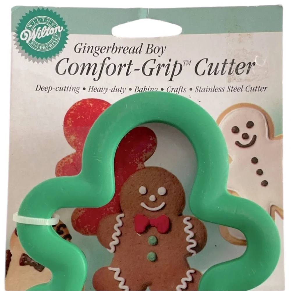WILTON Cookie Cutter Gingerbread Boy / Ghost Comfort-Grip Oversized Green Silver